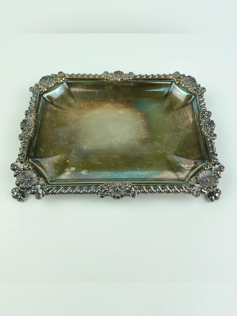 VTG Rideau Plate Silver Plated EP Copper Decorative Footed Soap Dish Victorian